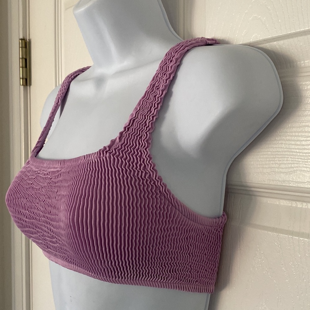 OYSHO Seamless Crinkled Bikini TOP Lavender Purple Swimsuit 👙 M New